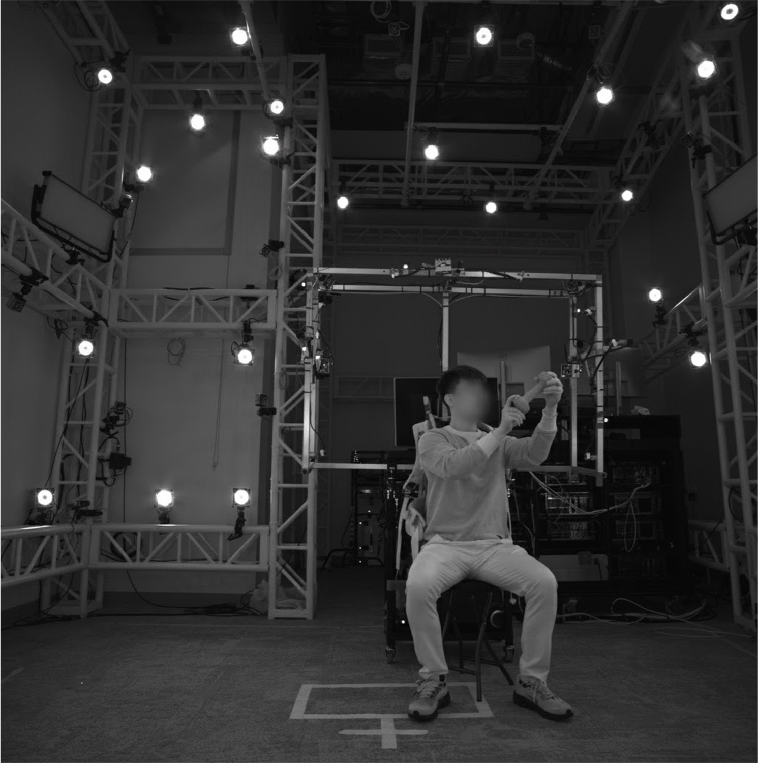 SHOW3D rig captured inside a multi-camera dome for validation